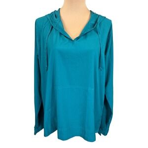 Rip Skirt Hoodie Top‎ UPF50 Teal Blue Long Sleeve Casual Comfy Lightweight Large